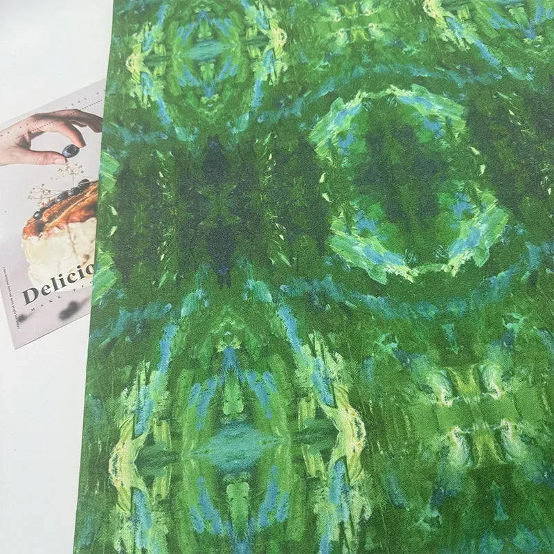 قماش قطني كتان مطبوع عليه رسومات زيتية عالية الجودة لمفارش الطاولات والستائر ومشاريع الحرف اليدوية والديكور المنزلي