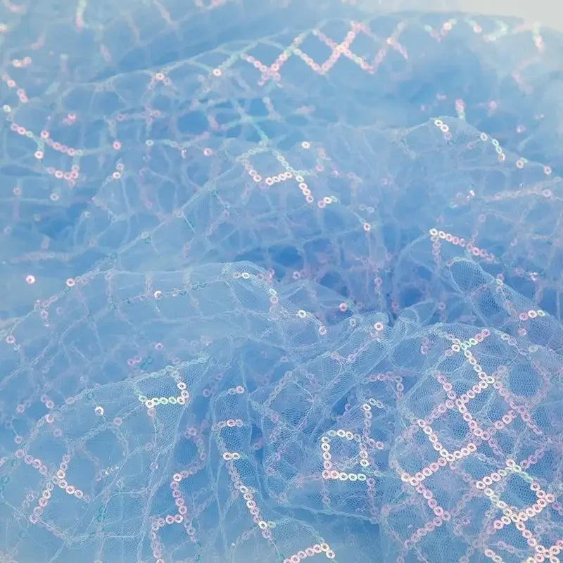 قماش دانتيل مطرز بالترتر الكريستالي مقاس 5 مم، قماش لامع لامع للأزياء المسرحية وملابس الأداء والحرف اليدوية