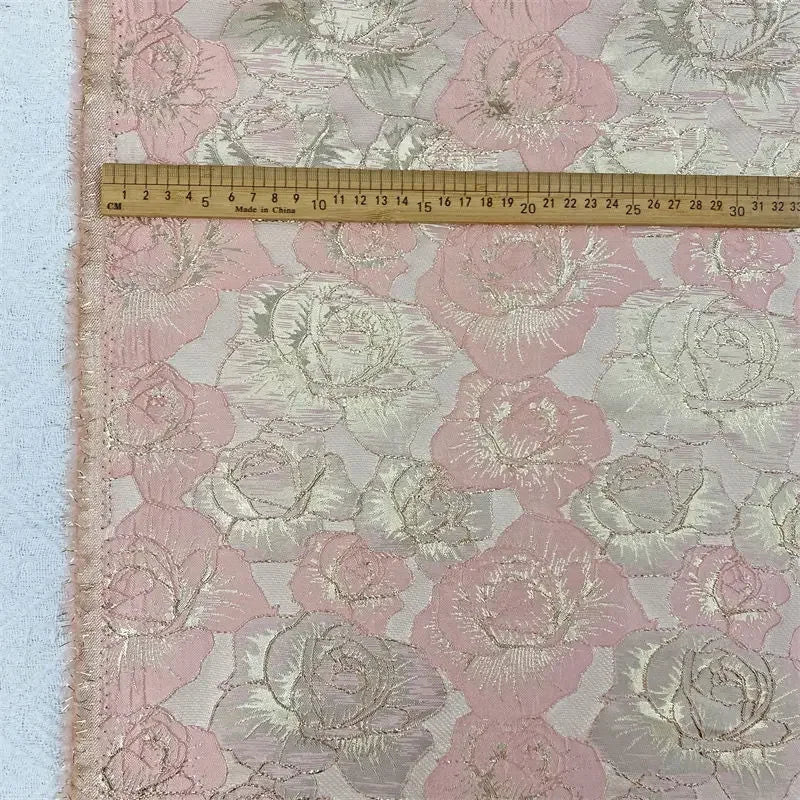 Gold Rose Jacquard Fabric - Yarn Dyed Coat Vest Material