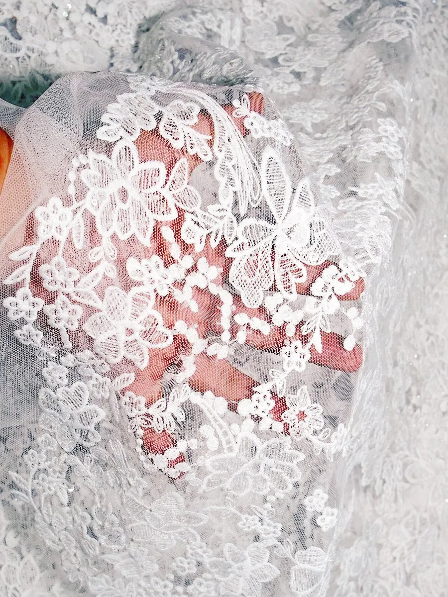 قماش دانتيل قابل للذوبان في الماء من قماش شبكي مطرز بالترتر، فستان زفاف، تنورة فستان سهرة، خلفية تصوير DIY، مفرش طاولة