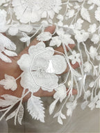 دانتيل متقدم، قماش قطني خالص، زهور ناعمة مطرزة، زينة فستان زفاف، فستان مصنوع يدويًا، ملابس، ستائر