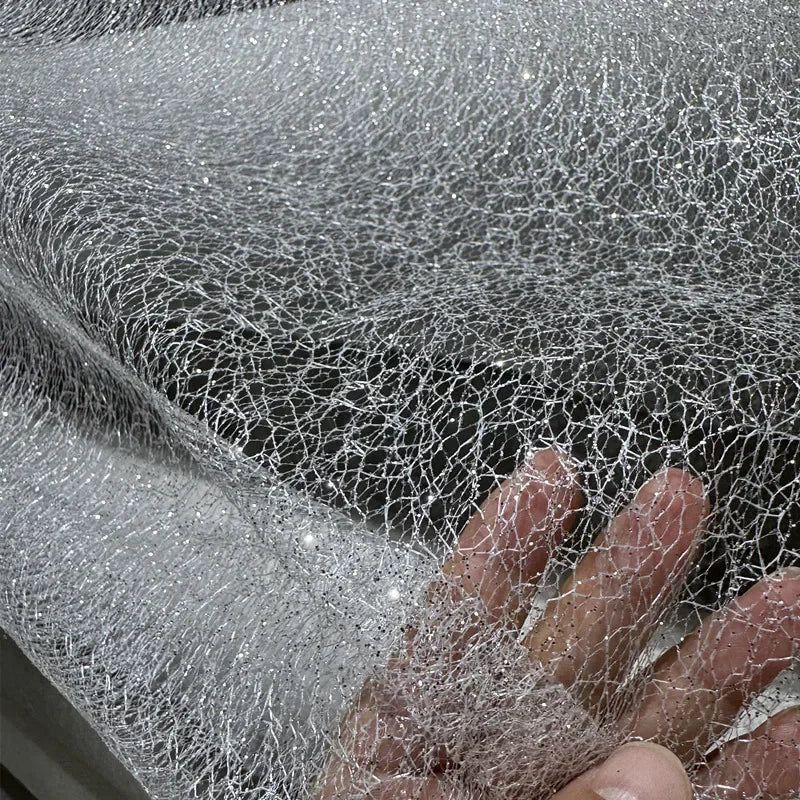 Tela de malla irregular para decoración de faldas, vestido de novia, escenario, bricolaje, color blanco brillante