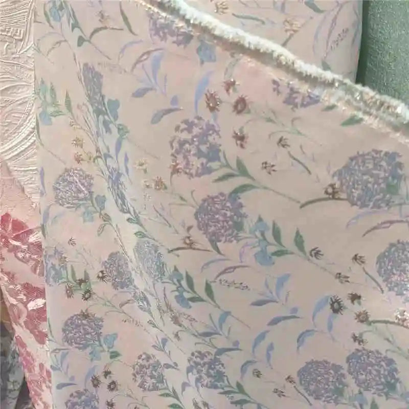Tela jacquard de encaje de alta calidad con varios estilos de seda dorada, flor de lavanda y flor de cerezo, material de embalaje para regalo, hecho a mano DIY