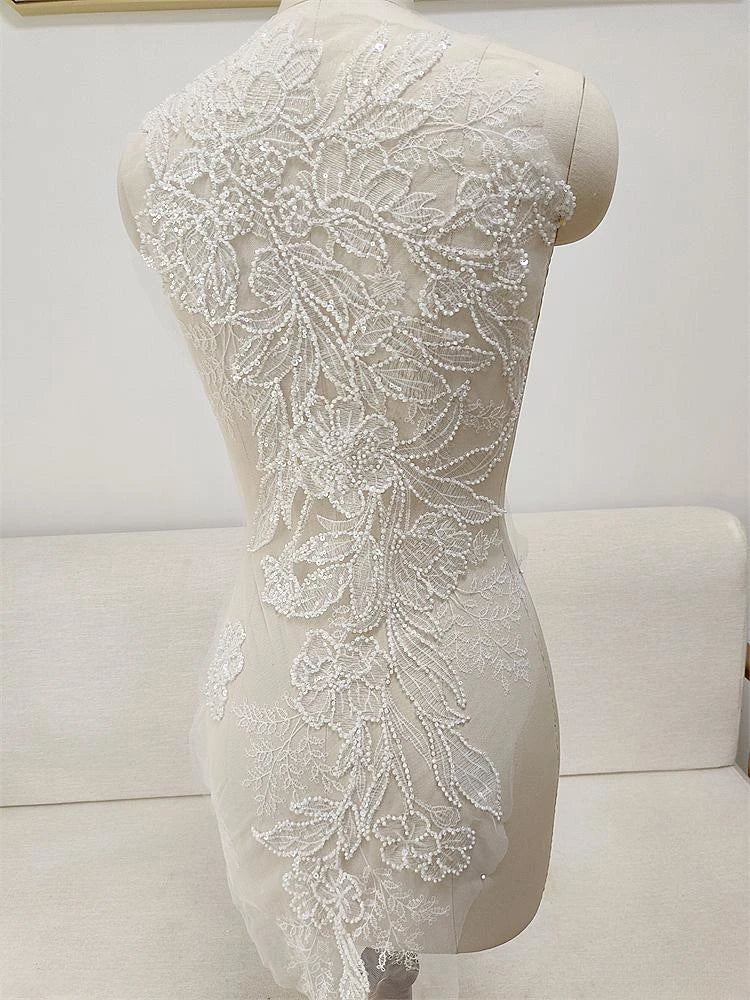 Accesorios de decoración para vestidos de novia, encaje, cuentas, bordados brillantes, telas, bricolaje, liquidación de materiales, oferta especial.