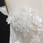 Nuevo vestido de novia de lujo con flores tridimensionales hecho a mano, tela de encaje DIY, vestido de noche, pañuelo para la cabeza, qipao blanco crudo