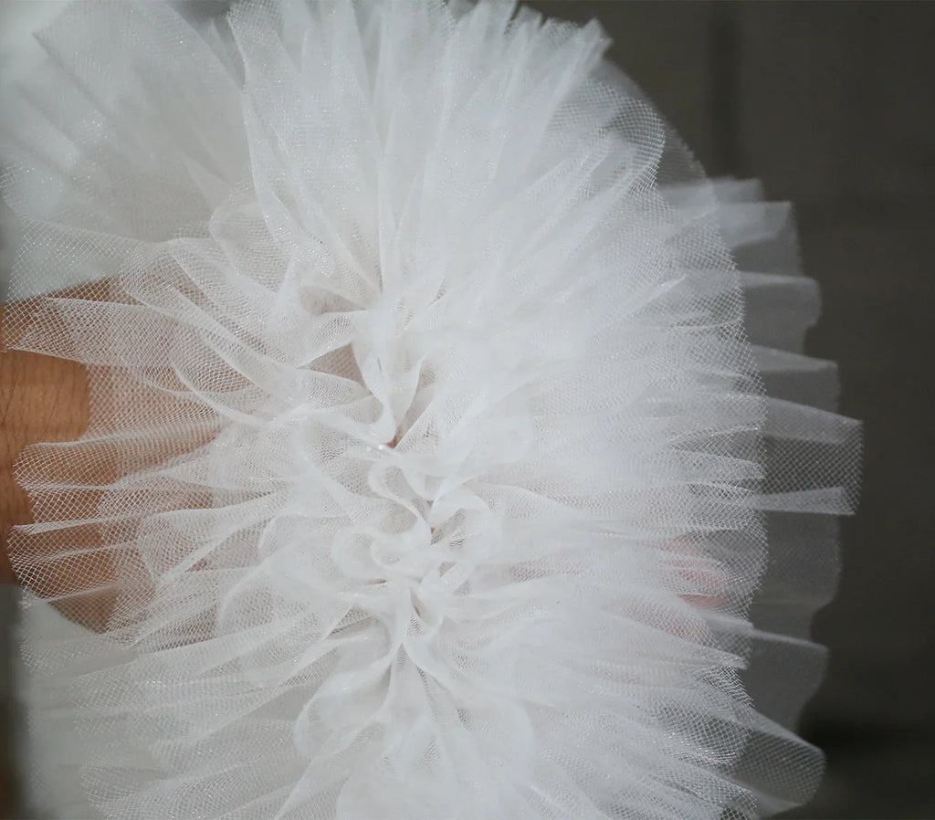 Tela de encaje blanco, accesorios de encaje, pliegues, costura plisada, falda esponjosa, decoración, ropa, tela de diseñador DIY