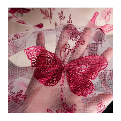 3D Butterfly Embroidered Mesh Lace - Floral for Bridal & Creative Sewing