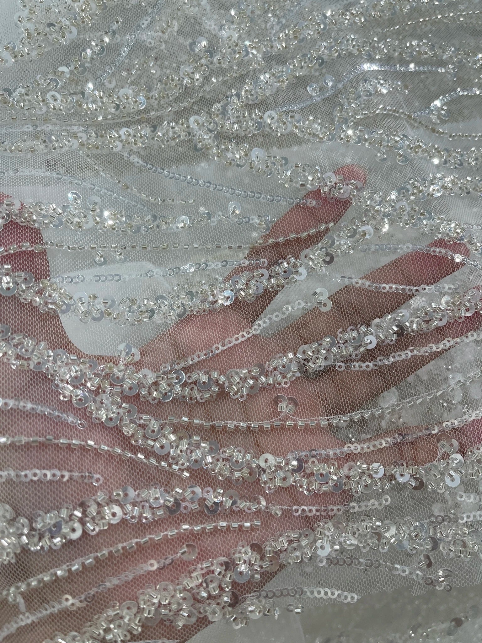 Nueva tela de encaje, ramas de árbol, bordado de cuentas, vestido de novia, vestido qipao, tela de lentejuelas, cortinas de encaje para puerta