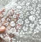 Sequin Flower Mesh Fabric - Elegant Glitter Sheer Material
