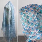 Sparkling Ocean Fish Scale Gradient Laser Embroidery Mesh Fabric DIY Skirt Performance Costume Design Sewing Fabric