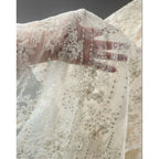 French Apricot Vintage Floral Embroidery Lace - Ombre Tulle Bridal Fabric - fabric photo 6