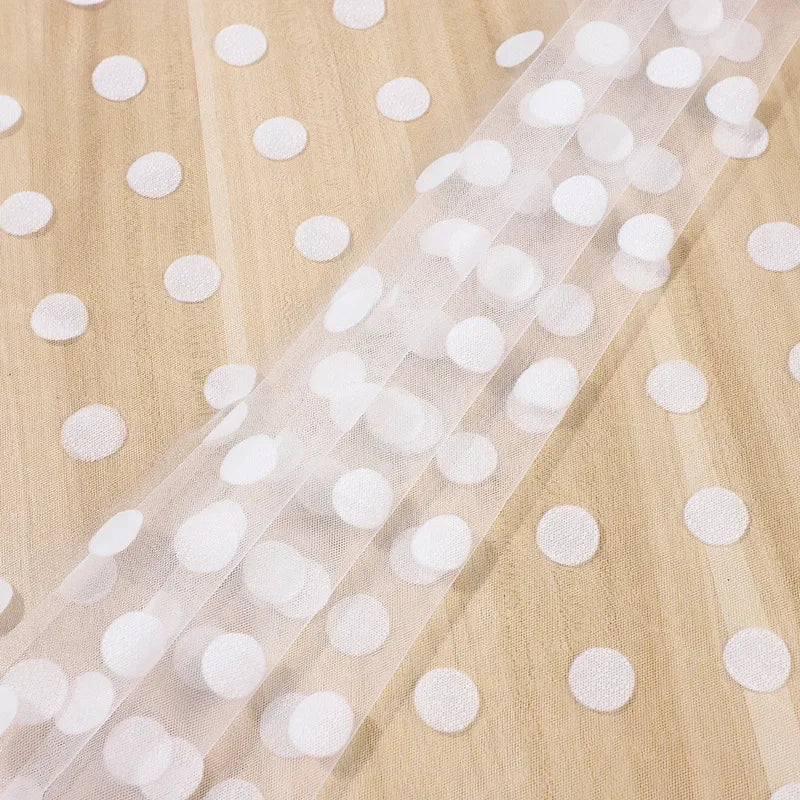 فستان نسائي من القماش الشبكي المزخرف بنقاط البولكا المستديرة الكبيرة مقاس 2 سم، مصنوع يدويًا، فستان جنية للأطفال