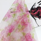 Peony Flower Pattern Hexagonal Mesh Digital Prints Mesh Fabric In Red And Green For Cape Skirts Children's Clothing And Home Use