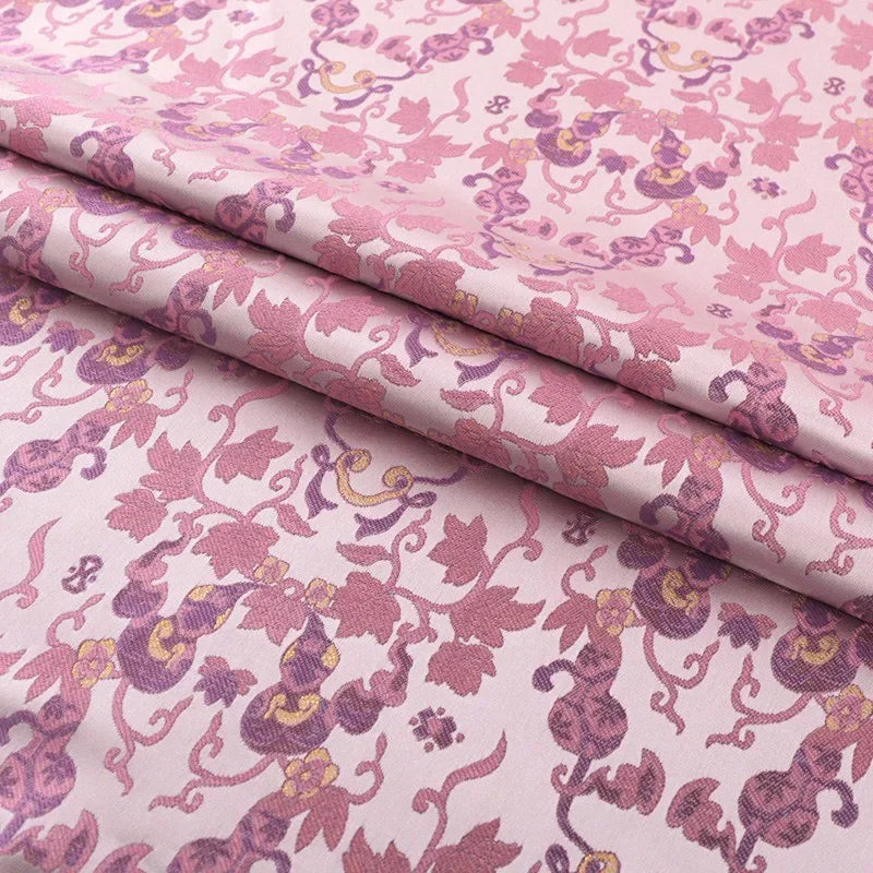 Refined Jacquard Brocade Fabric Gourd Motif Traditional Pattern Elegant Dress Vest Skirt DIY Fashion Sewing Designer Material