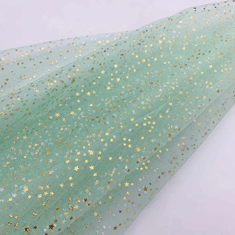 Gilding stars Sparkly gauze tulle Stage costume Fabric Gauze skirt fabric bow hair Christmas accessories Children's clothing