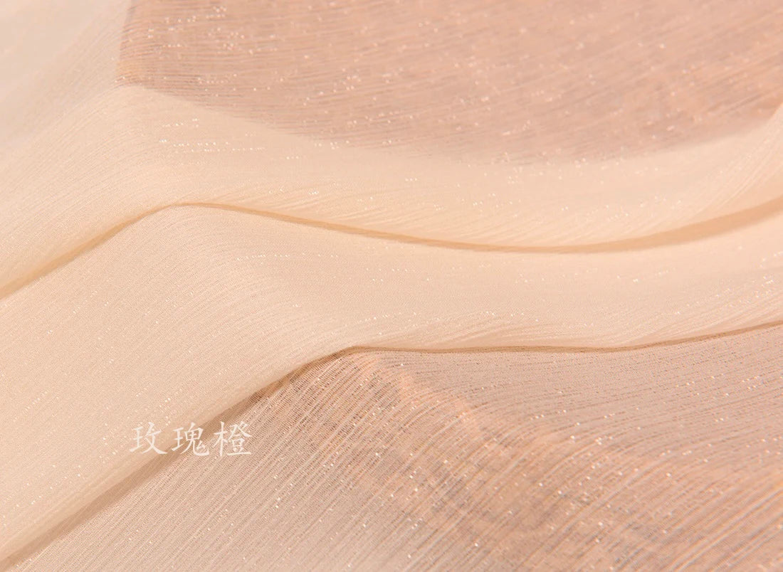 Tela de gasa plisada brillante y arrugada de seda plateada, crepé brillante para Hanfu, camisa de manga larga, falda, escenario, Lolita, ropa DIY