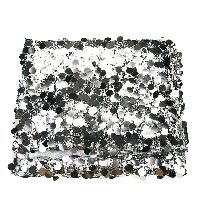 Silver Size Glitter Shiny Reflective Fabric DIY Stage Decoration Background Fabric Sewing Dress Bag Fabric