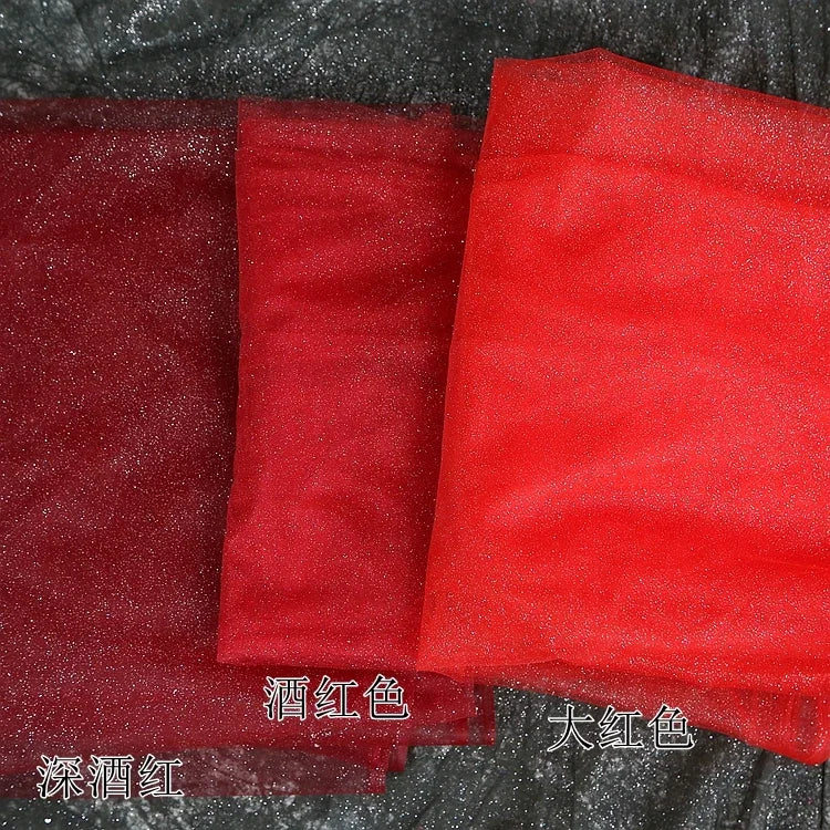 Shiny Silver Gold Spray Headscarf Fine Powder Mesh Fabric for Wedding Dress Photography Background Yarn