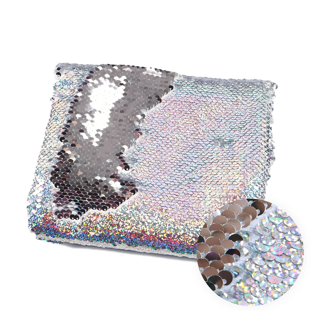 Tela reversible con lentejuelas para vestido de noche, de dos colores, para manualidades creativas, con lazo para el pelo, para bolso o bolso.