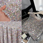 Shiny Encryption 5MM Elastic Mesh Sequin Embroidery Bead Fabric DIY High-end Evening Dress Stage Costume Designer Fabric