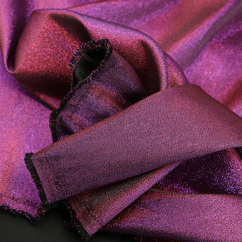 Colorful gradient sparkling satin fabric handmade DIY doll clothes stage costumes background designer fabrics for sewing
