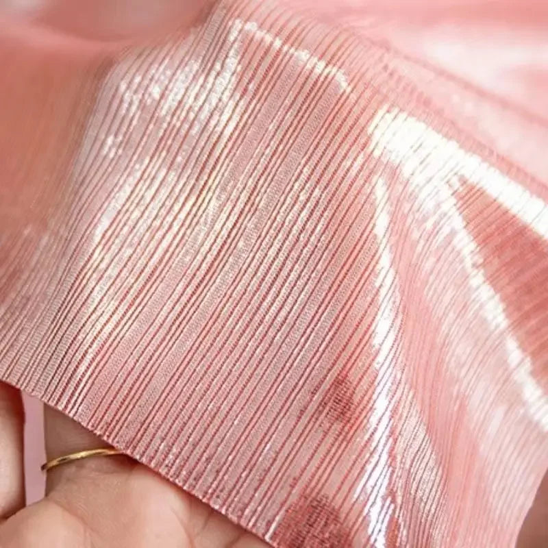 قماش مخطط بختم ساخن معدني - مادة لامعة مقاومة للتجاعيد