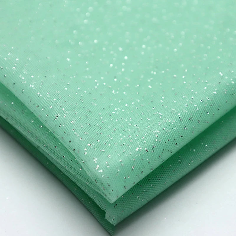 High Quality Thickened Soft Mesh Fabric Gold Spray Silver Flash Yarn for Fashion Wedding Dresses DIY Gown Decorative Fabric