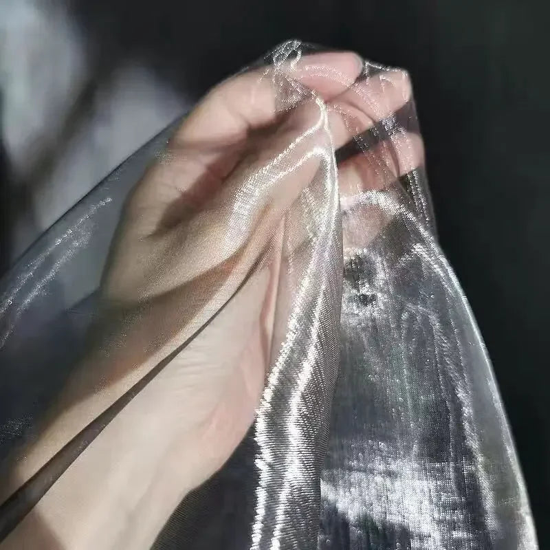 Unique Fabric Transparent Organza Sheer Cloth Sparkling Material For Wedding Dress Elegant Evening Gown Couture Design Clothing
