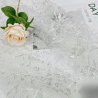 Tela bordada con cuentas de diseñador popular, rosa cristal, tela bordada para vestido de noche, color blanco puro, para uso industrial.