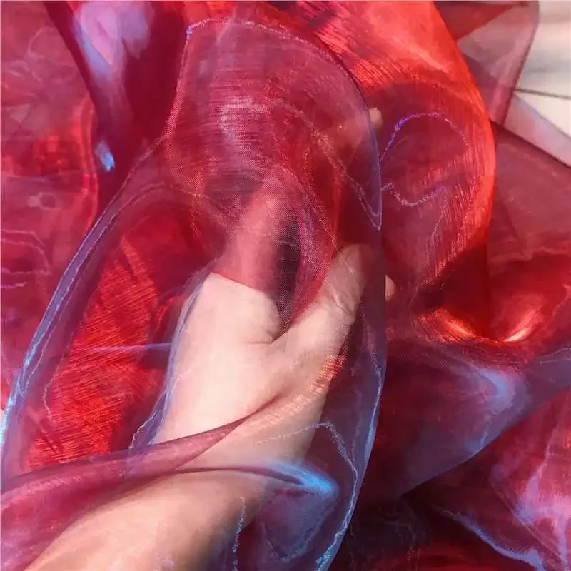 Unique Fabric Transparent Organza Sheer Cloth Sparkling Material For Wedding Dress Elegant Evening Gown Couture Design Clothing