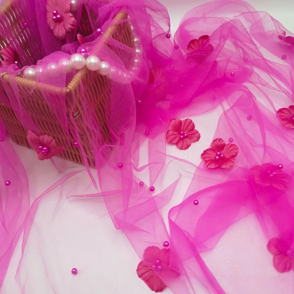 Handmade 3D Flower Bead Mesh - Wedding Stage & Women's Accessories