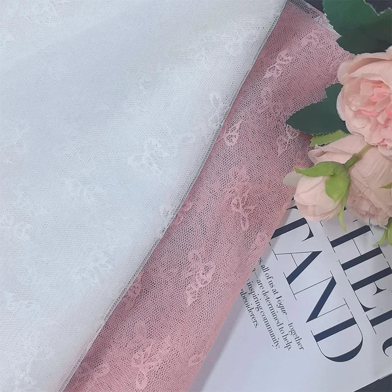 قماش دانتيل مجوف بعقدة فيونكة - قماش شبكي جاكار للملابس الداخلية 145 سم