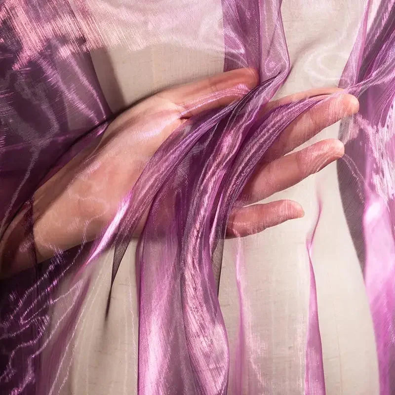 Gradient Color Laser Organza Fabric - Sheer Ombre Material 150cm