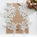 Beaded Lace Floral Patch Pair - Luxury for Wedding Dress & Headdress