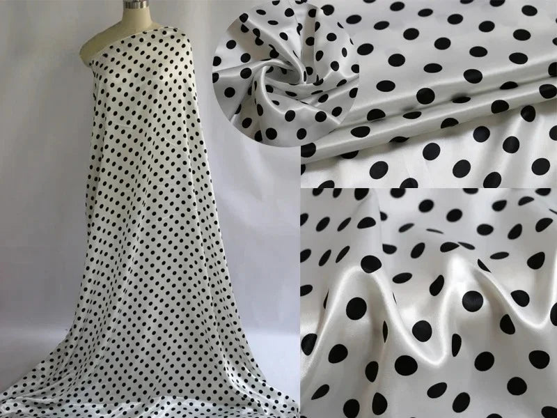 Polka Dot Printed Satin - Smooth for Dresses & Accessories — fabric photo 4