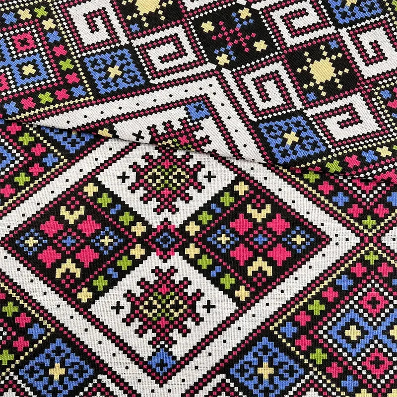 Cotton Linen Ethnic Style Fabric Decorative Material For DIY Tablecloth Curtain Sofa Pillowcase Home Textile Fabric