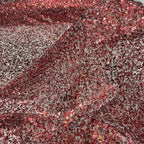 Red Sequin Mesh Fabric - Evening Dress Wedding Gown Party Couture Material
