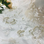 New Sequined Rose Bead Tube Embroidery Fabric, High-end Heavy Industry Multi-color Wedding Dress Bead Mesh Fabric Stoff Tessuto