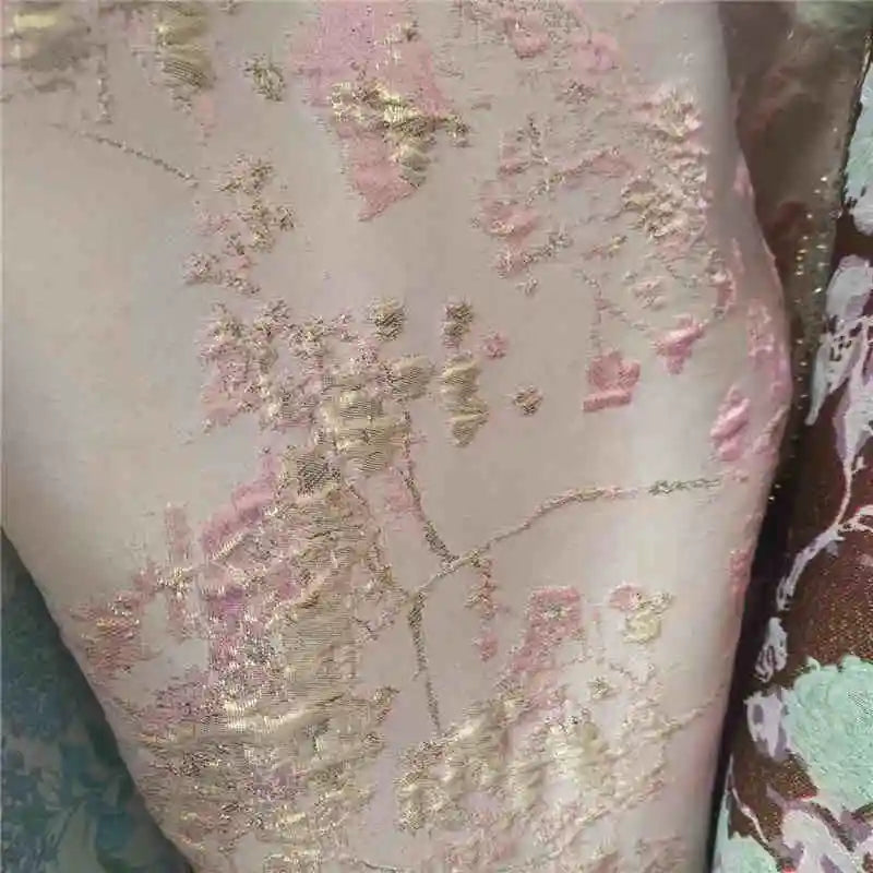 Tela jacquard de encaje de alta calidad con varios estilos de seda dorada, flor de lavanda y flor de cerezo, material de embalaje para regalo, hecho a mano DIY