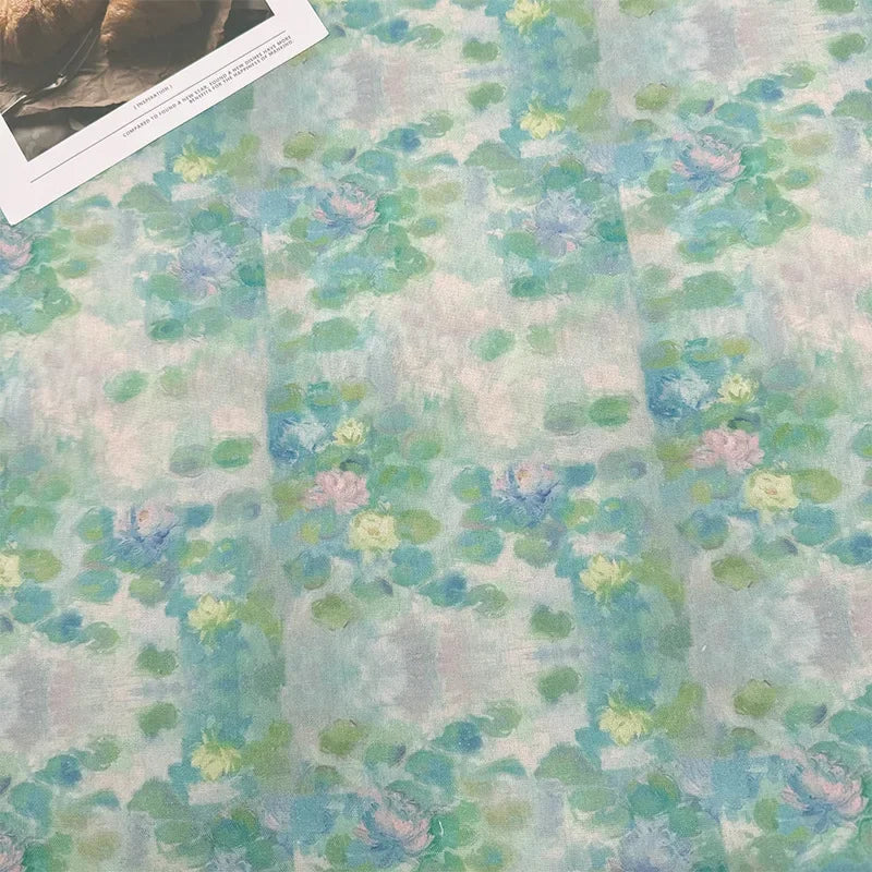 Oil Painting Floral Fabric Premium Cotton Linen Blend With Dense Weave For Tablecloth DIY Home Decor Door Curtain Fabric