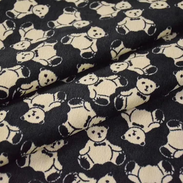 Colorful Corduroy Printed Fabric - Fresh Floral Striped Velvet 145cm