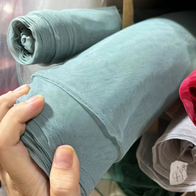 Tela de malla de gasa ligera con efecto niebla, hilo de tul azul suave, velo de fondo DIY, vestido de novia, tul de hadas, material de decoración nupcial