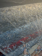 قماش شبكي عالي الكثافة بلون أسود قزحي ساطع أبيض شامبانيا ذهبي فرع شجرة مطبوع عليه ترتر ساخن قماش شبكي لفستان