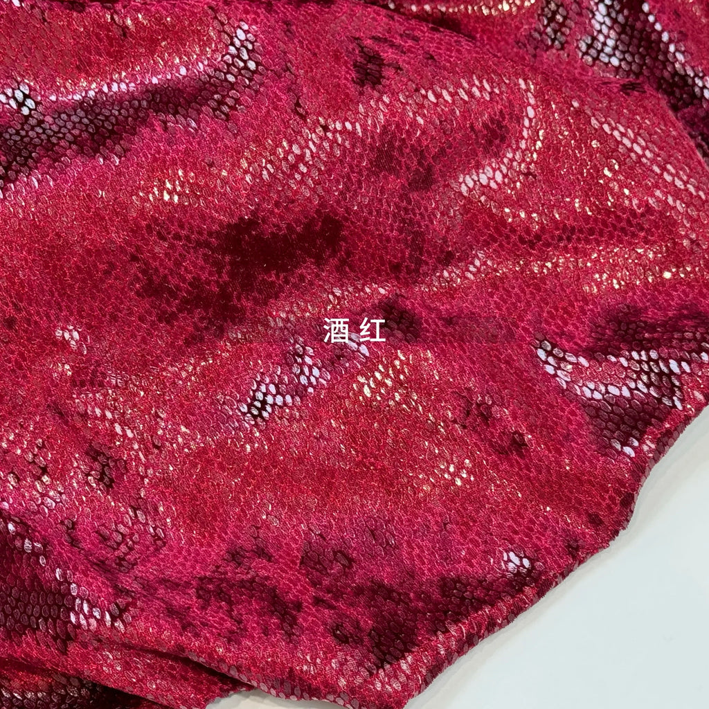Glossy Snake Skin Pattern Velvet Fabric - Stretch Material for Dresses 140cm