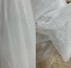 Champagne Foil Stamping Shiny Mesh Fabric - Wedding Dress Material 160cm