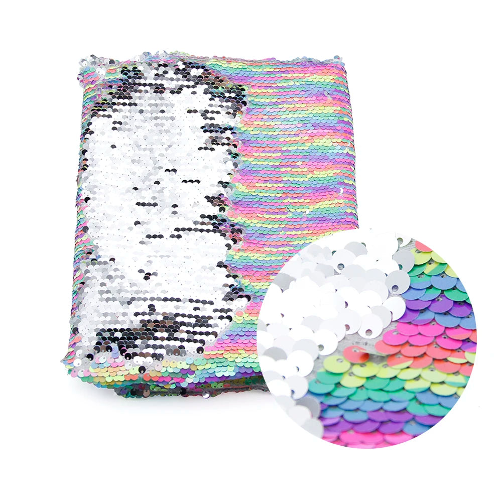 Tela reversible con lentejuelas para vestido de noche, de dos colores, para manualidades creativas, con lazo para el pelo, para bolso o bolso.