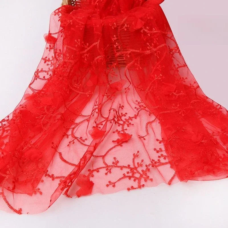 Tela de malla de encaje bordada en 3D multicolor para vestidos de novia, ropa infantil, ropa formal, material de moda artesanal DIY