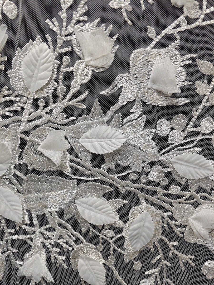 Raw White wedding dress headscarf flower leaves embroidered fabric skirt handmade DIY curtains tablecloths lace