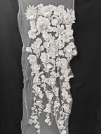 Luxury three-dimensional flower nail bead sequin embroidery fabric wedding dresses evening gowns skirt decorations DIY fabric