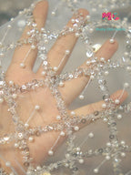 Crystal Sequin Pearl Embroidered Lace - Wedding Evening Gown Fabric